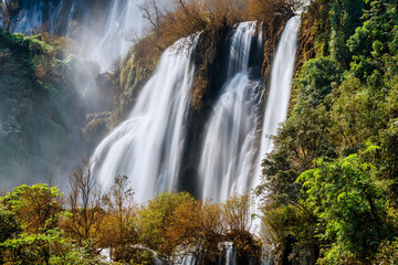 Obraz premium Thi lo su Waterfall,beautiful waterfall in deep in rain forest,Tak province, Thailand,
