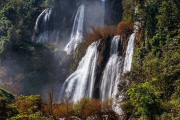 Thi lo su Waterfall,beautiful waterfall in deep in rain forest,Tak province, Thailand,