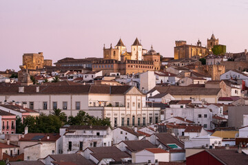 Fototapeta na wymiar Panoramic view at night of the old town of Caceres, World Heritage Site by UNESCO, Extremadura, Spain
