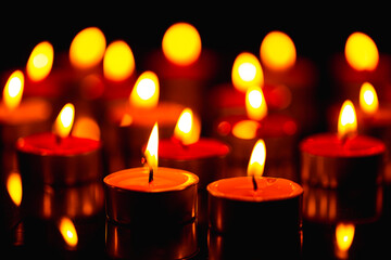 Candle,burning candles on the dark surface of remembrance day,Burning candles in darkness 
