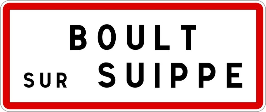 Panneau entr&eacute;e ville agglom&eacute;ration Boult-sur-Suippe / Town entrance sign Boult-sur-Suippe