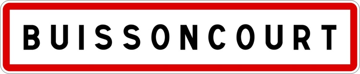 Fototapeta na wymiar Panneau entrée ville agglomération Buissoncourt / Town entrance sign Buissoncourt
