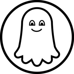 Little cute friendly cartoon ghost. Halloween character vector illustration
