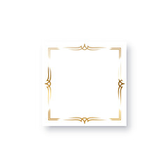 White square with gold frame, elegant decor object with shine border