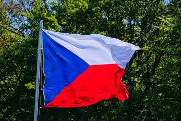 Czech flag waving in the wind