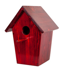 Obraz na płótnie Canvas Wooden birdhouse made by hand. Birdhouse isolated on white background.