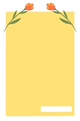 A cute yellow page with a picture of flowers for your notes and ideas