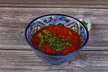 Ukrainian Borsch soup with cabbage