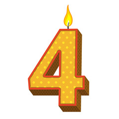 Colorful Birthday Candle - Number 4