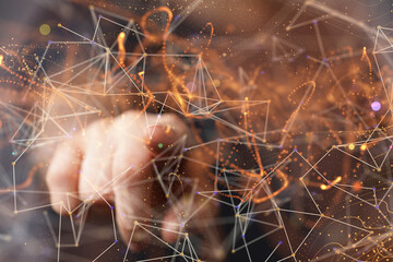 Digital cyberspace with particles and Digital data network connections concept