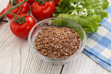 Dry Raw flax seed in the bowl