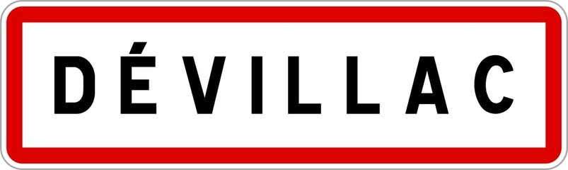 Panneau entrée ville agglomération Dévillac / Town entrance sign Dévillac