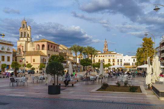 Ecija, Spain, March 9, 2022. Square of Spain in the Andalusian city of Ecija, province of Seville.