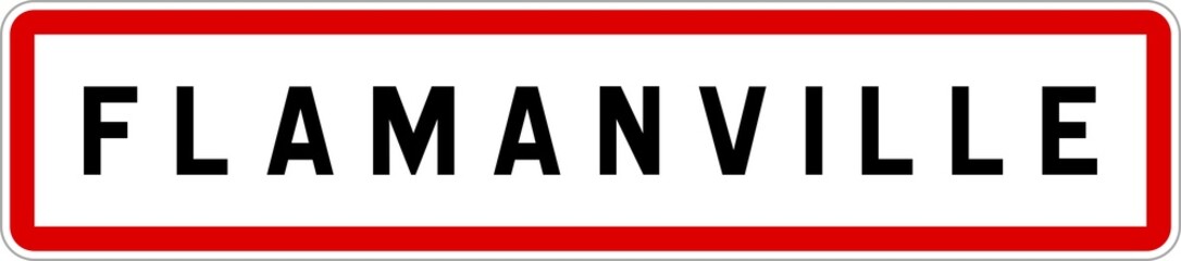 Panneau entrée ville agglomération Flamanville / Town entrance sign Flamanville