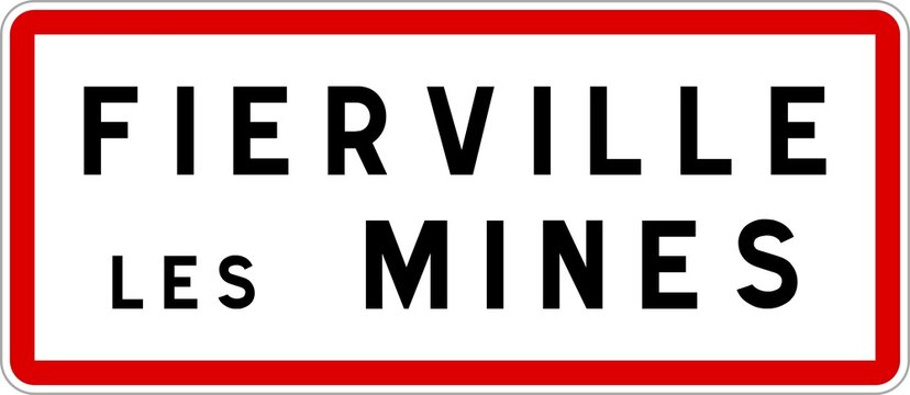 Panneau entrée ville agglomération Fierville-les-Mines / Town entrance sign Fierville-les-Mines
