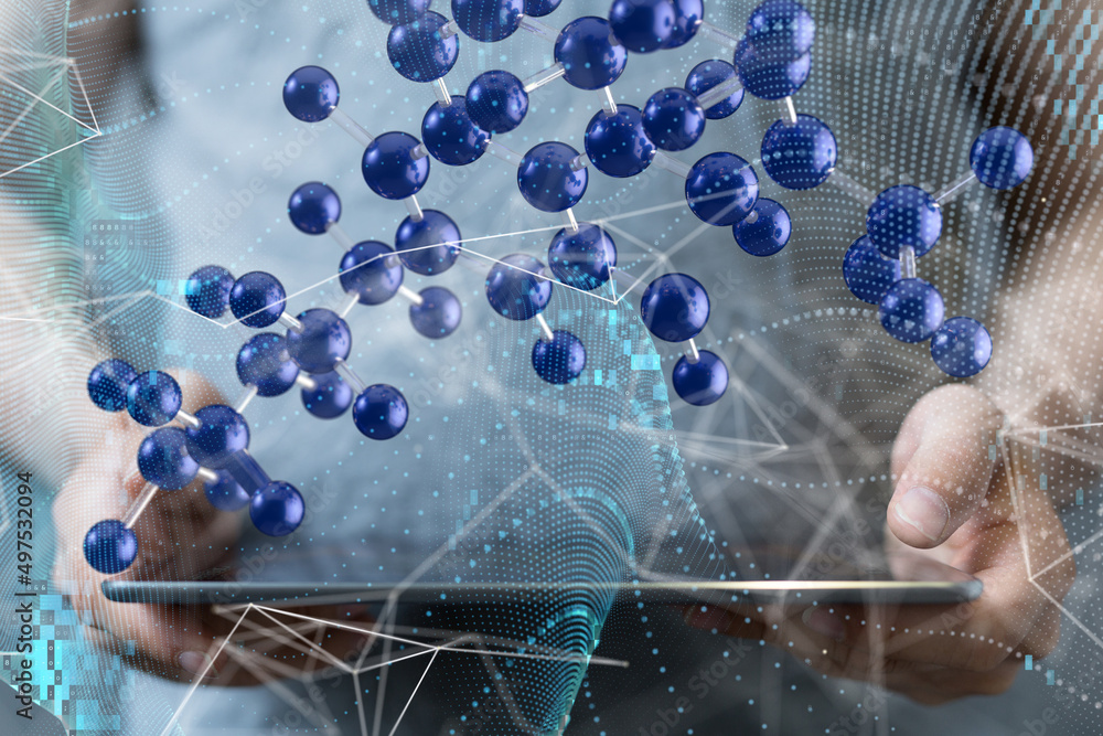 Poster global network. blockchain. 3d illustration. neural networks and artificial intelligence. abstract
