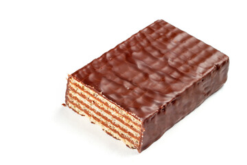 Waffle chocolate bar isolated on white background.