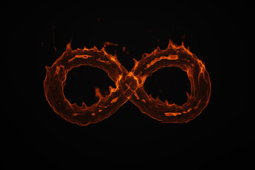 burning infinity sign on black background