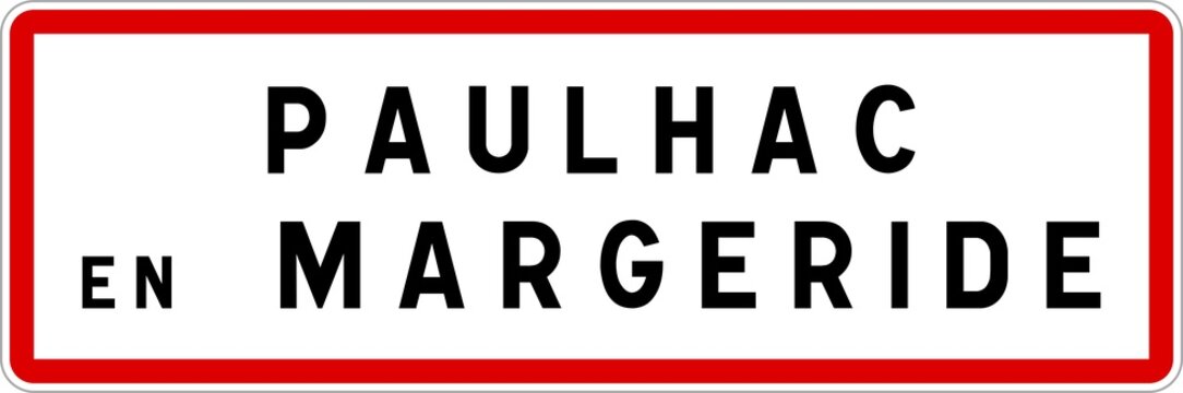 Panneau entrée ville agglomération Paulhac-en-Margeride / Town entrance sign Paulhac-en-Margeride