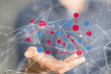 Abstract technology group and data 3d