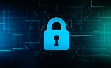 2d illustration Safety concept: Closed Padlock on digital background


