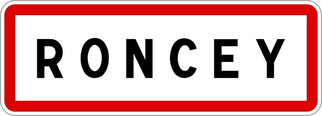 Panneau entrée ville agglomération Roncey / Town entrance sign Roncey