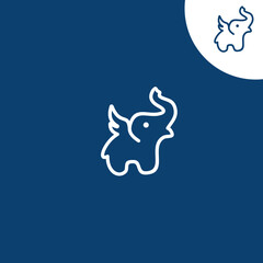 Flying Elephant Logo line cute cartoon logo vector illustration design