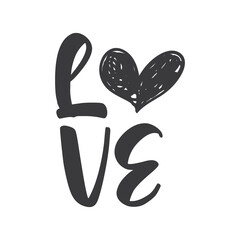 Love word with Heart icon. Valentine's day design. Lovers decoration.