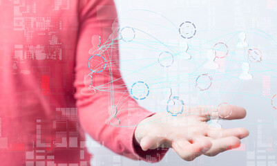 Abstract network of physical devices on the Internet using a network connection with statistics...