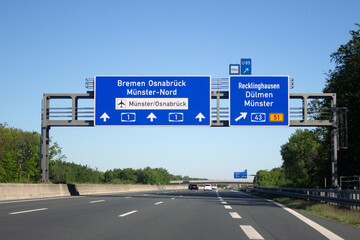 Autobahn 1, Hinweistafel, Kreuz Münster-Süd in Richtung Bremen
