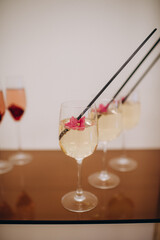 catering, glasses with alcoholic cocktails, aperol