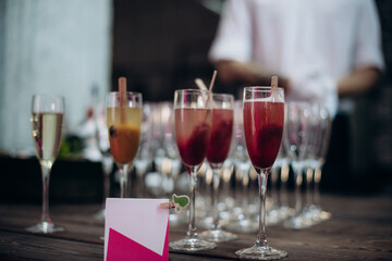 catering, sorbet with champagne in a glass