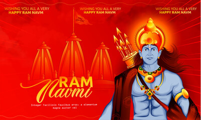 illustration of Ram Navami with bow arrow greeting card for festival Navratri