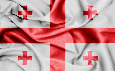 fabric texture curved flag of Georgia