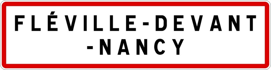 Panneau entrée ville agglomération Fléville-devant-Nancy / Town entrance sign Fléville-devant-Nancy