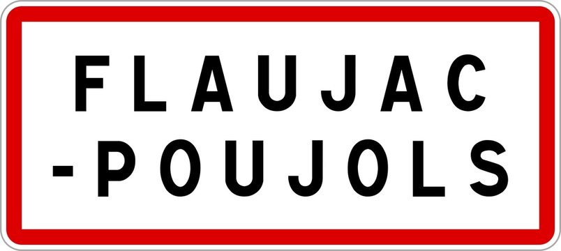 Panneau entrée ville agglomération Flaujac-Poujols / Town entrance sign Flaujac-Poujols