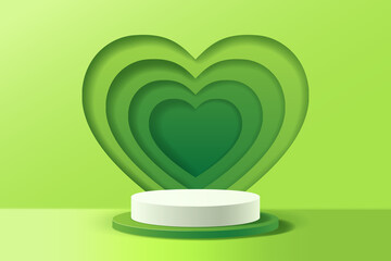 Green abstract 3D scene for natural products or environmentally friendly products background