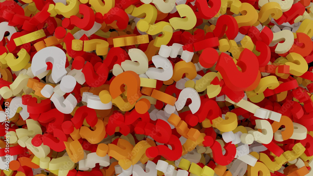 Aufkleber top view of 3d render of colorful question marks