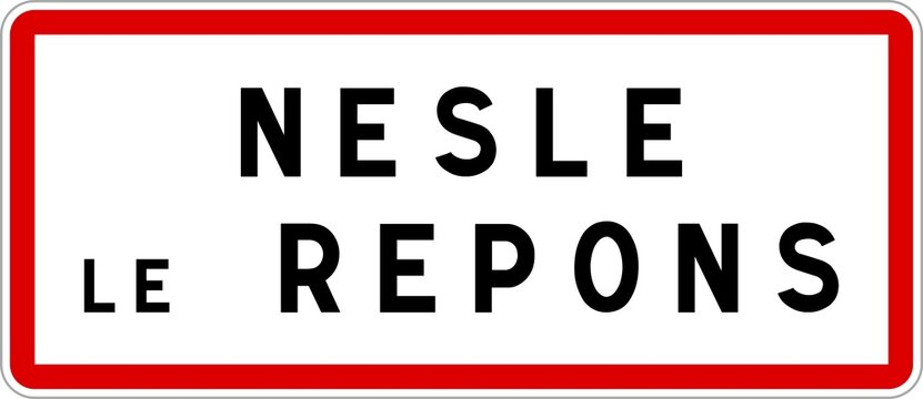 Panneau entr&eacute;e ville agglom&eacute;ration Nesle-le-Repons / Town entrance sign Nesle-le-Repons