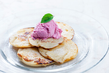 pancakes with blueberry ice cream