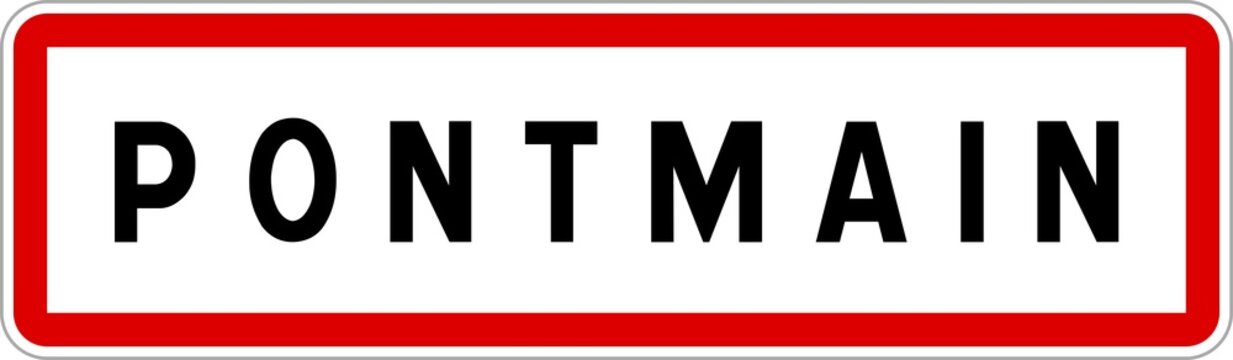 Panneau entr&eacute;e ville agglom&eacute;ration Pontmain / Town entrance sign Pontmain