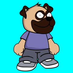 pug dog kid cartoon clothing illustration in vector format