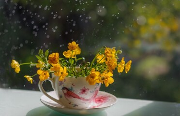 cup of tea with flowers
