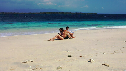Shot of a Russian cute couple on a holiday in Gili Meno, Lombok, Indonesia, Asia