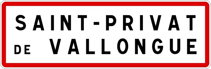 Panneau entrée ville agglomération Saint-Privat-de-Vallongue / Town entrance sign Saint-Privat-de-Vallongue