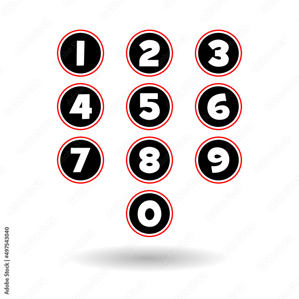 Poster numbers set icon with shadow