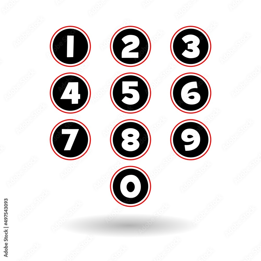 Poster numbers set icon with shadow