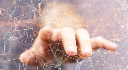 Neural network concept. Connected cells with links.