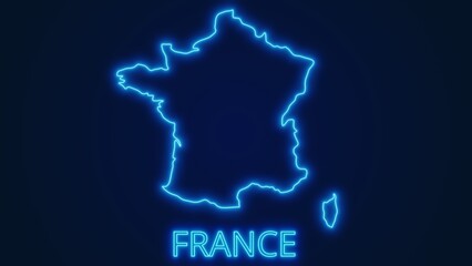 France glow map illustration. Rendering image and part of a series.
