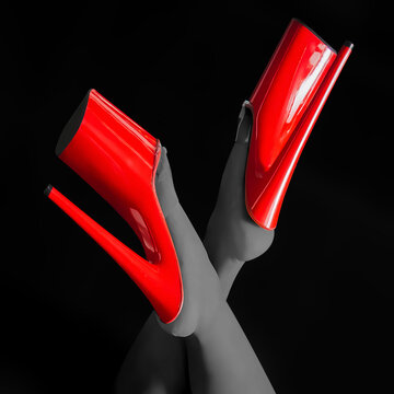 Sexy Red Stipper High Heels Artistic Photo